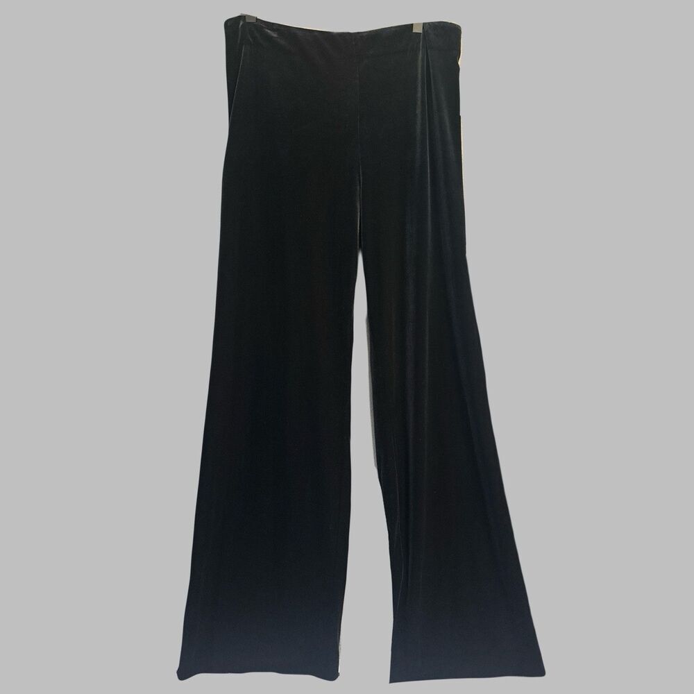 Alex Evenings‎ Velvet Wide Leg Pants Womens Size XL Black Elastic Waist Pull On